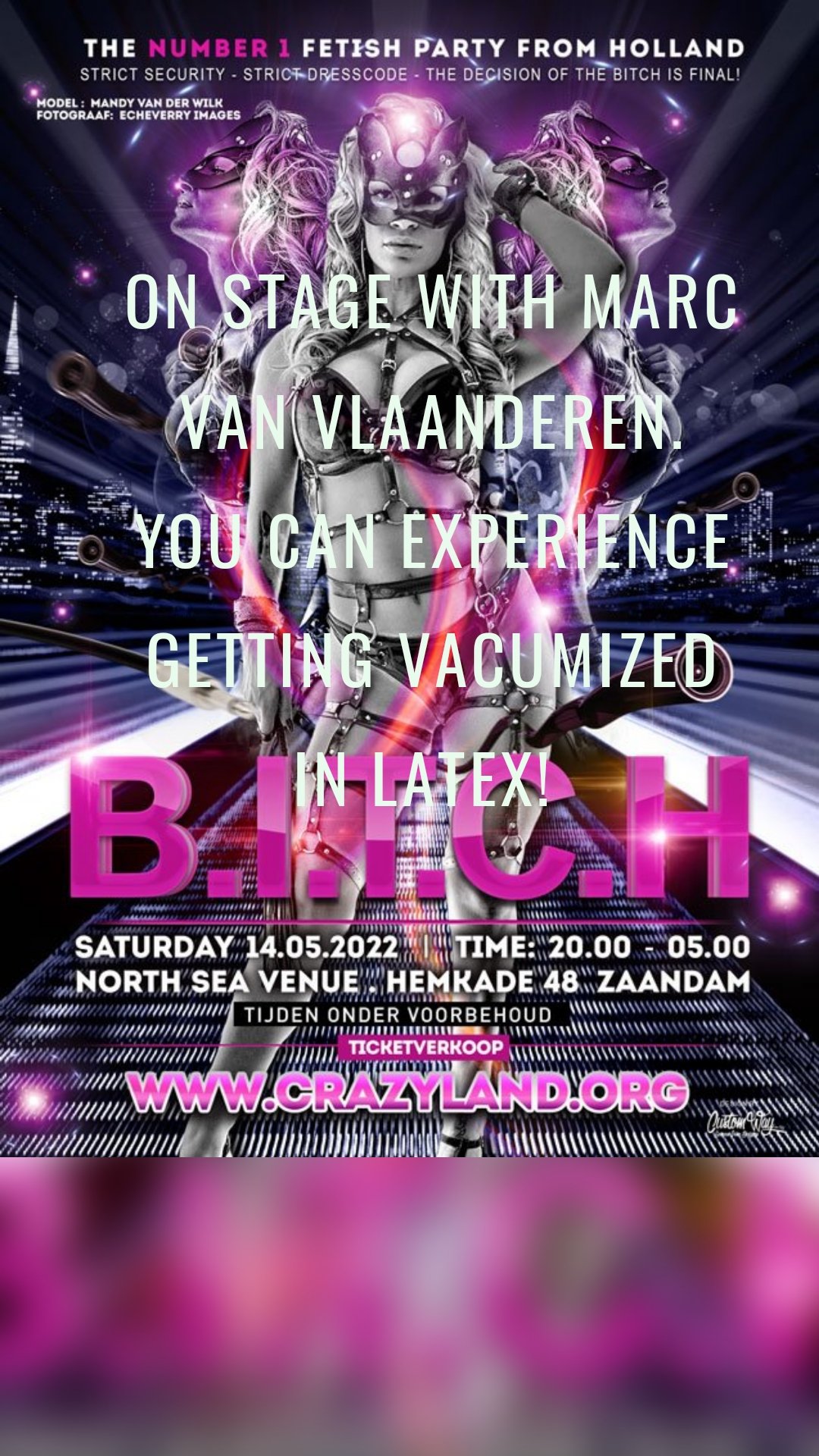 On stage with Marc van Vlaanderen. You can experience getting vacumized in latex! 